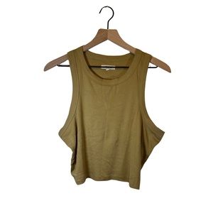 Madewell tank top women’s size Large yellow gold ribbed crop top shirt size L